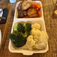 Veg that came with the mains, even the roast potatoes are vegan   at The Seabirds Inn in Bridlington