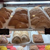 Vegan options labeled with a V  at Panaderia Jiménez & Coffee Shop in San Antonio