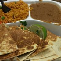 quesadilla combo with vegan steak strips and cheese at Taco Bus in Tampa