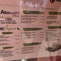 Vegan menue at Ato Sushi in Santiago