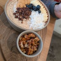 Acai bowl with peanut butter at Caleta Dolsa Coffee in Lima