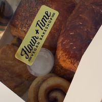 Vegan cinnamon roll, bakon egg and cheese croissant, pain au chocolat, and a biscuit #Veganuary at Flour + Time Bakery in Atlanta