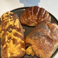 Vegan Sausage, Egg and Cheese Roll, Bacon Egg and cheese and Apple Turnover   at Flour + Time Bakery in Atlanta