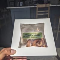 Cinnamon Roll to-go at Flour + Time Bakery in Atlanta