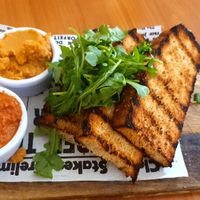 Vegan bread and dip at Holgate Brewery in Woodend