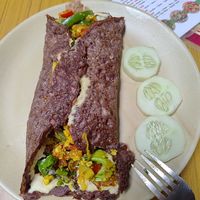 Vegan tofu ragi wrap at Chakra House in Mysore