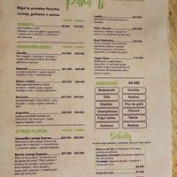 Menu at Lenteja Express - Poblado in Medellin