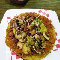 Vegan arepa - fully loaded at Lenteja Express - Poblado in Medellin