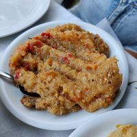 Eggplant dip at Platanos Taverna in Athens