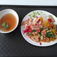 Chicken with cashew nuts and rice (70bath) at Lio's Kitchen in Bangkok