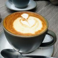 Cappuccino with soja milk at Kardemomme Kaffibar in Forde