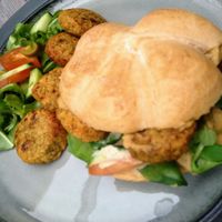 Glutenfree and vegan Falafel Sandwich at Kardemomme Kaffibar in Forde