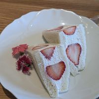 Such a good strawberry cream sandwich at MERCY Vegan Factory in Osaka