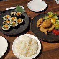 Kimbap and fried bread at MERCY Vegan Factory in Osaka