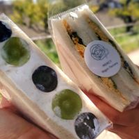 Fruit and egg sandwich at MERCY Vegan Factory in Osaka