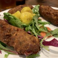 Aubergine, chickpea and cashew kofta at David Bann Restaurant in Edinburgh