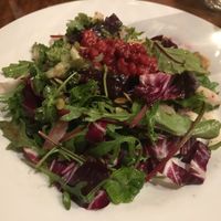 Fresh and clean. The pumpkin seeds and walnuts are delicious  at David Bann Restaurant in Edinburgh