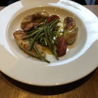 Gnocchi with peach salad   at David Bann Restaurant in Edinburgh