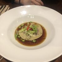 Dumpling as starter  at David Bann Restaurant in Edinburgh