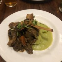 Seitan, port and oyster mushroom bourguignon  as main  at David Bann Restaurant in Edinburgh