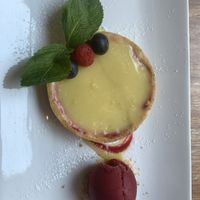 Tart and sorbet  at David Bann Restaurant in Edinburgh