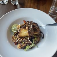 stir fried noodles + veggies with (the most delicious tofu) 8.5/10  at David Bann Restaurant in Edinburgh