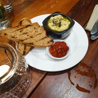 Hummus and bread at David Bann Restaurant in Edinburgh