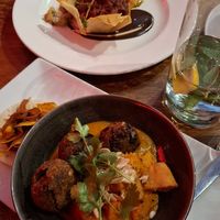 Spicy aubergine koftas at David Bann Restaurant in Edinburgh