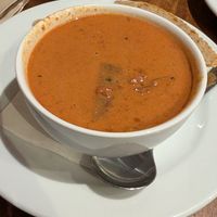Soup of the day (sri lanka style beet soup) at David Bann Restaurant in Edinburgh