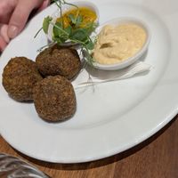 Haggis fritters starter at David Bann Restaurant in Edinburgh