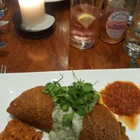 Chickpea wrap with curried veggies at David Bann Restaurant in Edinburgh