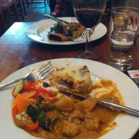 Healthy, tasty, varied, but expensive. A place for a night out or a treat. good wine available. at David Bann Restaurant in Edinburgh