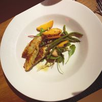 The warm peach salad is gorgeous! at David Bann Restaurant in Edinburgh