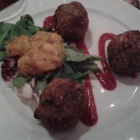 Tofu and broccoli fritters (vegan starter) at David Bann Restaurant in Edinburgh