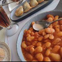 Butter beans and spinach pies at Agrimia Restaurant in Crete
