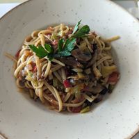 Vegetable pasta at Agrimia Restaurant in Crete