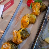 Stuffed wine leaves and zucchini flowers at Agrimia Restaurant in Crete