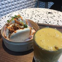 Bao with mango smoothie  at Bodhi in Leuven