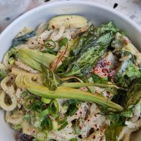 Creamy udon noodles at Bodhi in Leuven