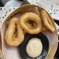 Calamari rings with really yummy sauce  at Bodhi in Leuven