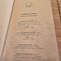 Part of menu at Bodhi in Leuven
