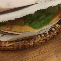 Tapioca Raiz (hummus, spinach and tomato) at Tapí Tapioca Ipanema in Rio De Janeiro