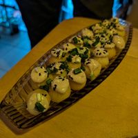 Potato balls with tahini at Traven - Травень in Lviv