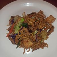 Vegan yakisoba with shiitake and tofu at Mestre Maki in Rio De Janeiro