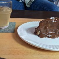 Dessert and apple juice at Velglow in Hirosaki