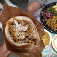 Shawarma in Pita bread at Falafel Sumsum in Tel Aviv