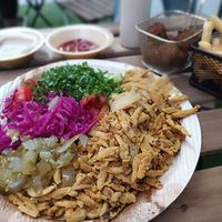 Shawarma plate at Falafel Sumsum in Tel Aviv