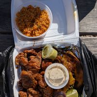 Wings and birria taco combo and then a side of jallof rice. The tacos were fire. The wings were good too though at HopeBoys Kitchen in Dallas