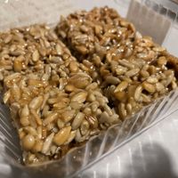 A vegan dessert made with sunflower seeds (I can’t remember the name).  at Bread Factory in Athens