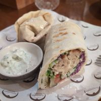Vegan shawarma, with vegan chicken and vegan tzatziki at ShamanaMama in Gianyar